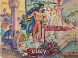 Guy Combrisson (1905-1991) Superbe scène animée Art Déco vers 1940 (44)