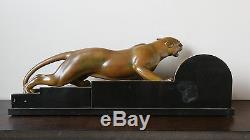 Guy Debe - Bronze / Marbre Panthère Rampante Art Déco Époque 1920-1930, France