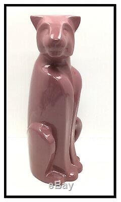 Haeger Poterie Pink Panther 21 Grand Céramique Statue Lion Animaux Cat Sculpture