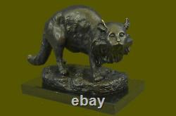 Handmade Vintage Bronze Home Art Déco Cat Statue Plinth Lost Wax Method Figure
