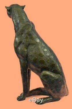 Jaguar Panther Leopard Cougar Big Cat Voiture De Collection Bronze Décor Statue Art Déco