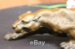 Jaguar Panthère Léopard Cougar Grand Chat Collectionneur Oeuvre Statue Bronze Art Déco