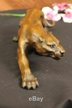 Jaguar Panthère Léopard Cougar Grand Chat Collectionneur Oeuvre Statue Bronze Art Déco