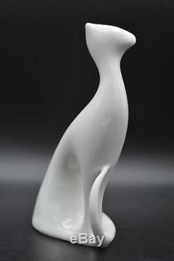 Jaroslav Jezek De Royal Dux Abstrait Chat Blanc De Style Bruxelles Vitrage Porcela