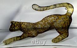 Kosta Boda De Bertil Vallien Big Cat Sculpture En Verre D'art Avec Points De Vue De Base