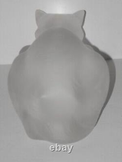 Lalique 9 Long Frosted Crystal Glass Cat Chat Couché #11602 Exc! Achetez-le maintenant