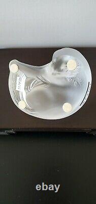 Lalique Cristal Frosted Figurine Paperweight, Happy Cat 1179500 Signé