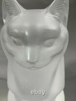 Lalique Français Art Déco Verre De Cristal Givré Deux Figurines Kitty Chats