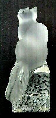 Lalique France Crystal Art Glass Cat On Pedestal Signed Looking Up 11675 Mint