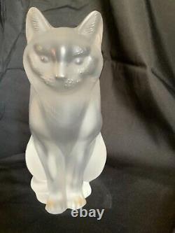 Lalique France Figurine En Cristal 8-1/4 Large Situant Cat Chat Assis