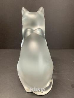 Lalique Frosted Art Glass Chat Assis Assis Chat Cristal Lourd Figure 7 Lbs