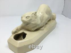 Lampe chat en céramique Art Déco vers 1930 - Lampe ancienne en céramique de style Art Déco