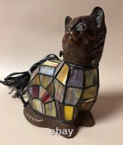 Lampe de table d'appoint en vitrail de style Tiffany avec chaton, veilleuse fonctionnelle