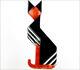 Lea Stein Paris Figural Géométrique Art Déco Noir Rouge Égyptien Chat Pet Broche