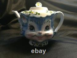 Lefton Miss Priss Kitty Cat 5 Pc Tea Set-teapot Creamer Sugar Bowl Couvercles Parfaits
