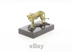 Lionne Pure Hot Cast Bronze Pur Sculpture Animale Figure Statue Big Cat