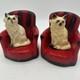 Livrets Rouges Des Années 1940, Supports En Plâtre De Chat Sur Chaises, Prix De Carnaval, Art En Plâtre.