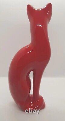 MCM Art Déco Figurine En Céramique Rouge Flamboyant