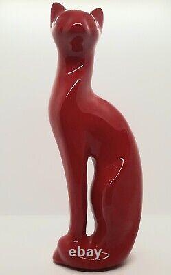 MCM Art Déco Figurine En Céramique Rouge Flamboyant