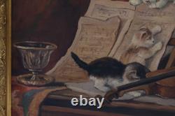 Mehoffer, chats de famille, peinture ancienne, famille de chats, peinture Art Déco