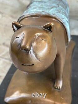 Méthode de la cire perdue Botero Cat Feline Sculpture en bronze Figurine Cadeau Déco