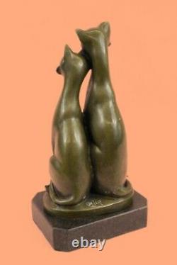 Miguel Lopez Signé Bronze Statue Sculpture Chat Art Déco Mi-siècle Hand Made