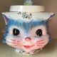 Mlle Priss Bleu Cat Cookie Jar Lefton Japon 1502 Céramique 7 1/4 Grand Vintage