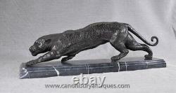 Moulage de statue de puma panthère chat Art Deco en bronze français