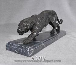 Moulage de statue de puma panthère chat Art Deco en bronze français