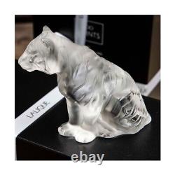 NOUVELLE FIGURINE DE TIGRE ASSIS EN CRISTAL LALIQUE majestueux félin chat FIGURINE Neuf dans sa boîte