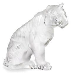 NOUVELLE FIGURINE DE TIGRE ASSIS EN CRISTAL LALIQUE majestueux félin chat FIGURINE Neuf dans sa boîte