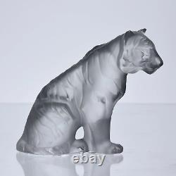 NOUVELLE FIGURINE DE TIGRE ASSIS EN CRISTAL LALIQUE majestueux félin chat FIGURINE Neuf dans sa boîte