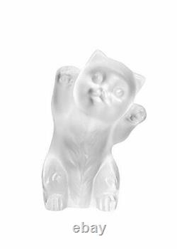 Nouveau Cristal Lalique Kitten Sculpture Effacer #10733300 Marque Nib Mignon Économisez$$ F/sh