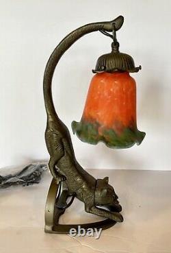 Nouvelle Lampe De Finition Antique Arquée De Chat Accroupie. Nouveau Dans La Boîte