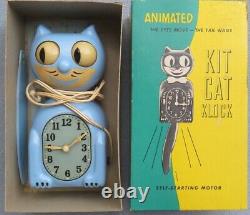 Original Blue Kit Cat Klock Clock Excellente Condition De Travail Des Années 1930-40