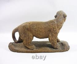 Panther Grand Chat 8.6, Figurine Sculptée en Bois Vintage Signée par l'Artiste! (f021)