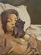Portrait Femme Et Chat Animal Moderne Impressionnisme Peinture À L'huile Original Signé