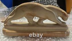 Poterie Frankoma Stalking Cat Panther Leopard Crème Marron Figurine FFCA 1999