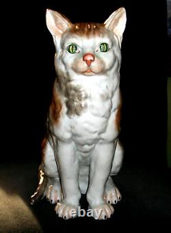 Poupée en porcelaine géante de chaton antique allemand de Dresde