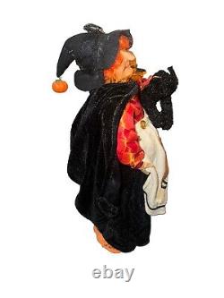 Poupée figurine de sorcière Mark Roberts Halloween avec chat noir en position debout