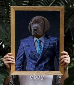 Pup In Suit Custom Drôle Portrait De Chien Animal D'art Amusant Chat Animal Souvenir Photo