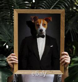 Pup In Suit Custom Drôle Portrait De Chien Animal D'art Amusant Chat Animal Souvenir Photo