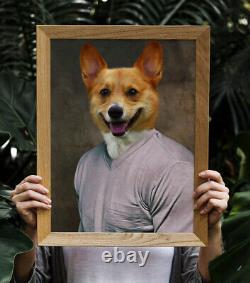 Pup In Suit Custom Drôle Portrait De Chien Animal D'art Amusant Chat Animal Souvenir Photo
