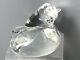 Rare Baccarat Cristal Chat Incliné 5 L. Figurine Presse-papiers Signé