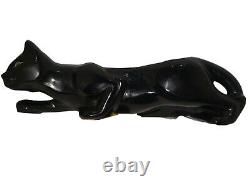 RARE VTG M-C-M 15 Porte-bijoux/trésor Art Déco Chat Noir en Céramique Brillante RARE