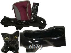 RARE VTG M-C-M 15 Porte-bijoux/trésor Art Déco Chat Noir en Céramique Brillante RARE