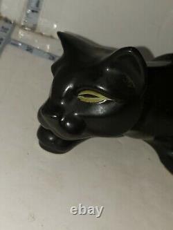 RARE VTG M-C-M 15 Porte-bijoux/trésor Art Déco Chat Noir en Céramique Brillante RARE