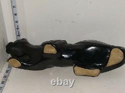 RARE VTG M-C-M 15 Porte-bijoux/trésor Art Déco Chat Noir en Céramique Brillante RARE