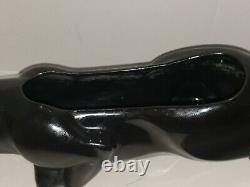 RARE VTG M-C-M 15 Porte-bijoux/trésor Art Déco Chat Noir en Céramique Brillante RARE