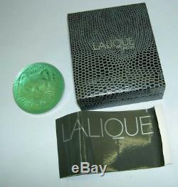 Rare Authentique Lalique Chat Chat Satin Vert Cristal Broche Nouvelle Boîte Originale